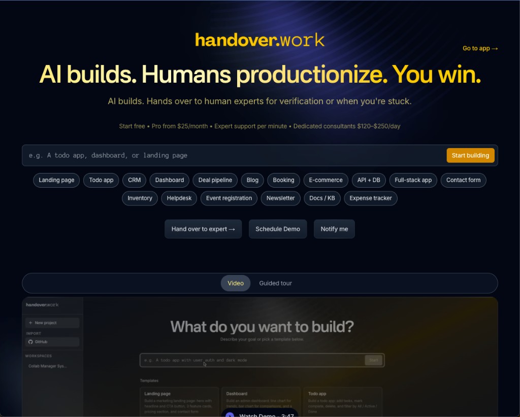 handover.work product interface